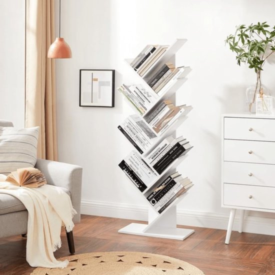 Bobbel Home - Witte Boekenkast - Staande Boekenkast - 8 Planken - Hout