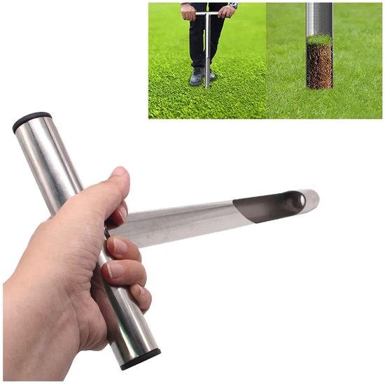 Bodemmonsternamesonde, plantaccessoire, 31*15 cm, roestvrijstalen buis, T-handvat, voor bodemmonsters, plantenverzorging, gazons, tuinen en landbouwbedrijven.