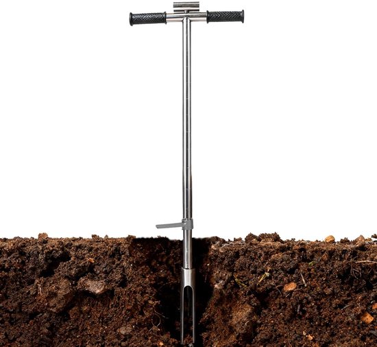 Bodemmonsternemer met uitwerpvoetpedaal voor gazon en tuin - 38mm handvat - 1m lengte van Merkloos	