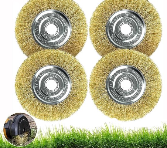 Bodemreinigingsset met 4 draadborstels Ø 11,5 cm voor Multibrush en Weedborstel - Voegenborstelset voor reiniging van mos, vuil en onkruid in voegen van Merkloos	