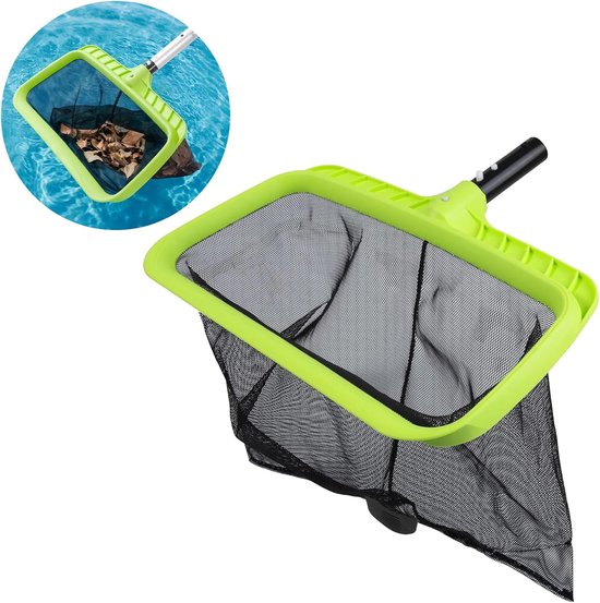 Bodemschepnet extra groot, 46,5 × 36,5 x 35 cm, bladschepnet voor zwembad, skimmer net, fijnmazig, zwembadschepnet met aluminium frame voor zwembad, vijver en whirlpool