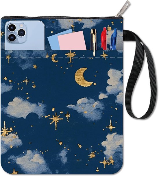 Boekhoezen Mouw Dromerige Nacht Donkere Wolk Maan Ster Vreedzame Notebook Wraps Stof Boek Protector met Rits Voorzak Wasbaar Herbruikbaar voor Boek Liefhebbers Lezers Paperback Decoratie - Creatieve Boekaccessoires - Unieke Boekomslagen van Merkloos	