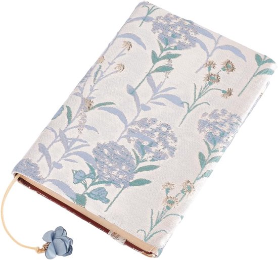 Boekomslag Fit A5 formaat 8,3 x 6,3 inch - zachte satijnen stof - paarse bloem - wasbare boekmouw - bladwijzer - harde cover - paperback - zachte cover - boekbeschermer voor boekenliefhebbers - klaslokaal van Merkloos	