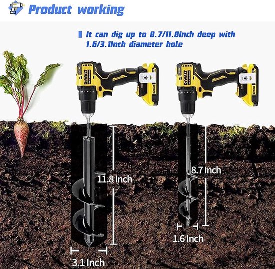 Bolboor voor tuin – set van 2 – handboor voor planten van VONROC
