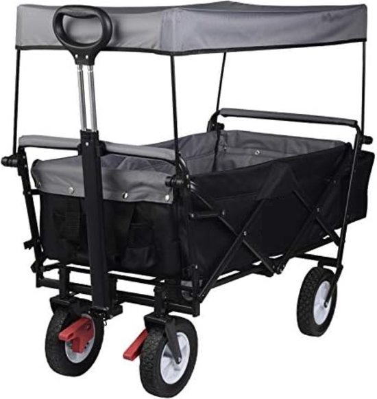 Bolderkar Kinderenvervoer - Bolderkar Met Duwstang - Anthracite van Deuba