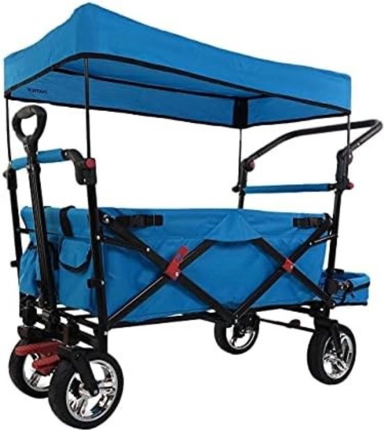 Bolderkar Kinderenvervoer - Bolderkar Met Duwstang - Blauw van Sekey