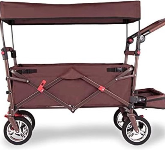 Bolderkar Kinderenvervoer - Bolderkar Met Duwstang - Bruin van Hitch-E9.