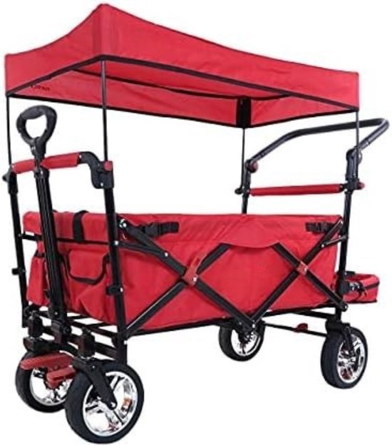 Bolderkar Kinderenvervoer - Bolderkar Met Duwstang - Rood van Van der Meulen