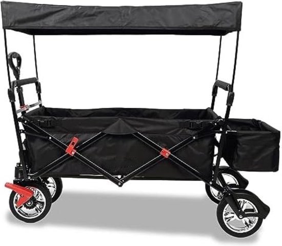 Bolderkar Kinderenvervoer - Bolderkar Met Duwstang - Zwart van LIZE