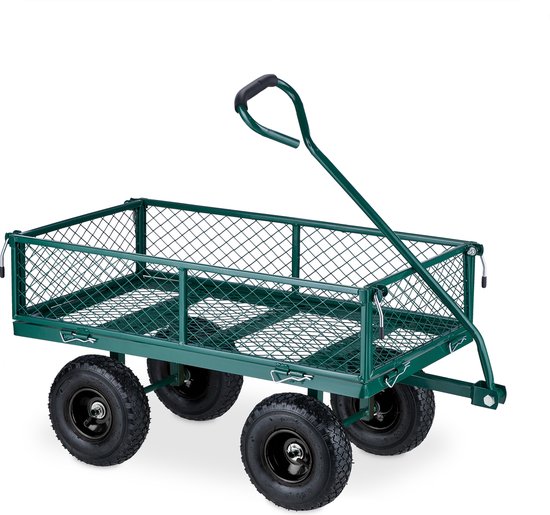 bolderkar - luchtbanden - draagvermogen 200 kg - transportkar staal - groen van VidaXL