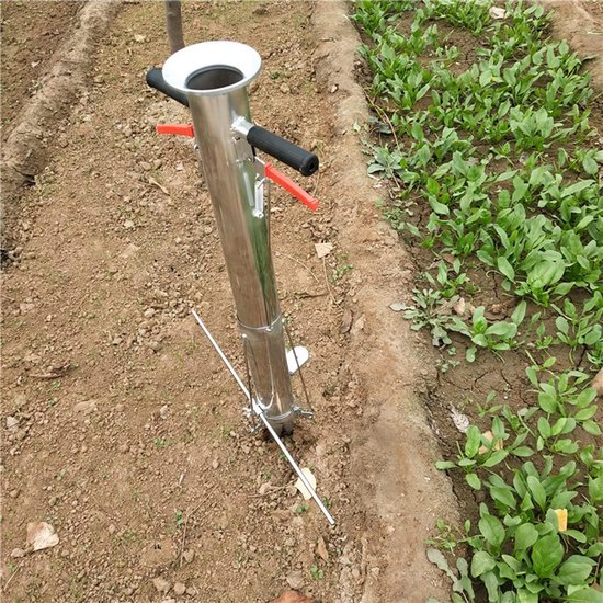 Bollenplanter Lange Steel - Bloembollenplanter Zaad - Planten in de tuin - Ergonomisch ontwerp - 100 cm - Zilver