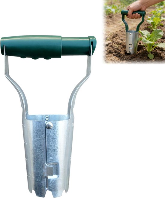 Bollenplanter - Pootstok voor Zaailingen - Plantmachine Handmatig - 23,8x13,5cm - Groen - Voor Hobbytuiniers En Kamerplanten