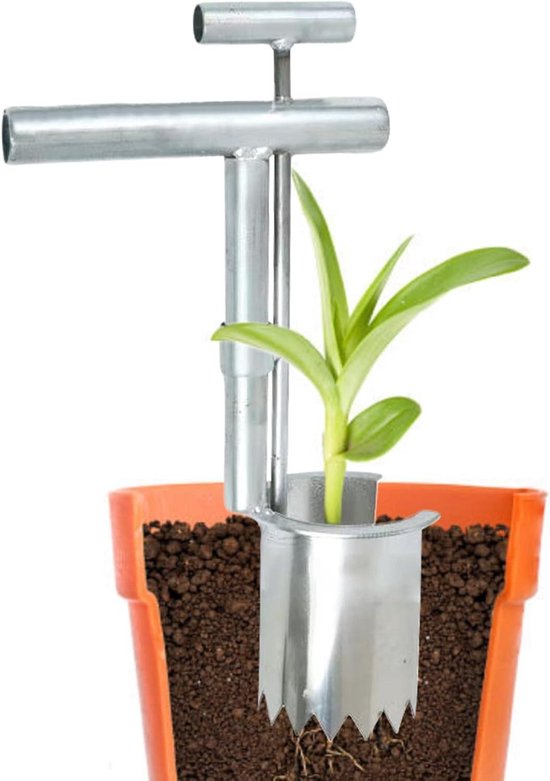 Bollenplanter Tool - Tuin Transplanter - Bloembollen Planten - Roestvrij Staal - 35 x 25 x 13 cm - Zilver