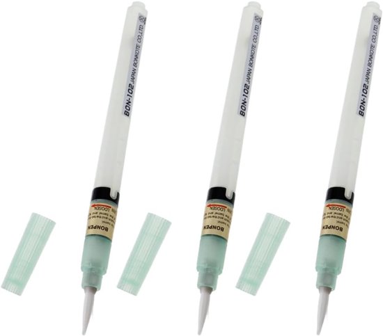 BON-102 Soldering Liquid Pen, 3 Pcs Refillable Transparent Flux Resin Brush Tip Pen for Circuit Board Soldering and Maintenance van BON-102