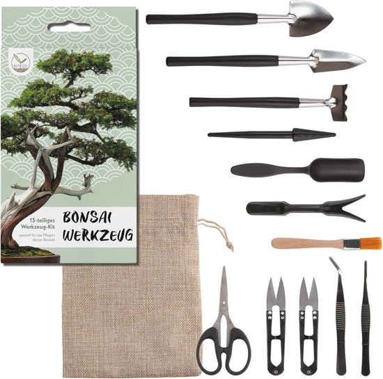 Bonsai Gereedschap Set 13 Delen met Opbergtas - Mini Tuingereedschap voor Kamerplanten van Merkloos	