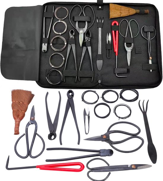 Bonsai gereedschap set (16-delig )- BBonsai boompje verzorgingskit - onsai Starters kit –Tuingereedschap - Bonsai schaar - Bonsai Concave Takkensnijder - Bladsnijder -Tuinbenodigdheden van Merkloos	