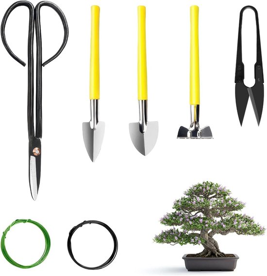 Bonsai Gereedschap Set 7 Delig incl. Bonsai Draad van Merkloos	