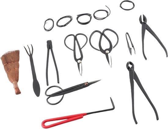 Bonsai gereedschap set - Tuin snoeigereedschap - Planten onderhouden - 11-delige set - Nylon tas - Zwart