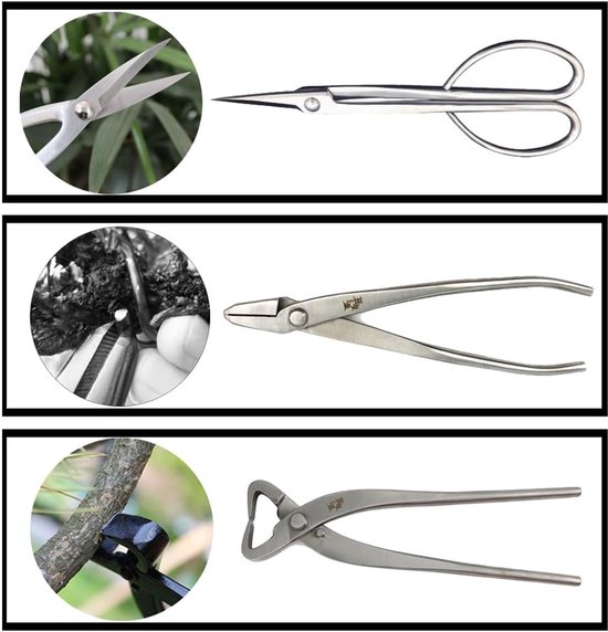 Bonsai Gereedschap Set - Tuin Styling - Planten Snoeien - Roestvrij Staal - Diverse Maten - Zilver