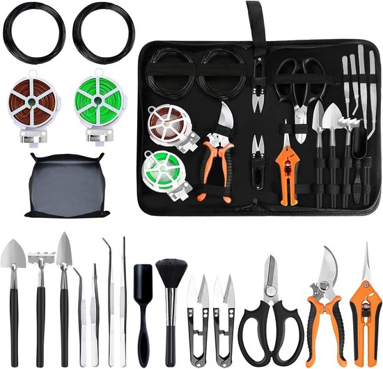 Bonsai Gereedschap Set - Tuinieren Kit - Planten Verzorgen - 20 Delige Set - 35 x 20 x 5.5 cm