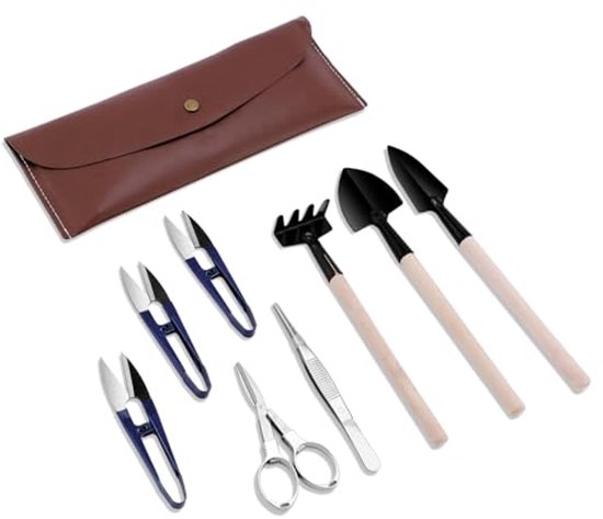 Bonsai Set met Snoeigereedschap en Mini Tuingereedschap - 8/6 Stuks Voor Perfecte Verzorging van Gardenco.