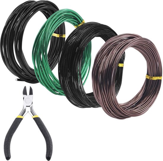 Bonsai Trainingsdraad 1-15-2-3mm - 164 Voet - Aluminium Draad - Met Draadsnijder - Bonsai Gereedschapsset - Accessoires - Indoor Tuin - DIY . van Merkloos	