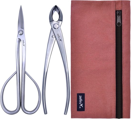 Bonsaigereedschap Set van Roestvrij Staal met Snoeischaar en etui van Merkloos	