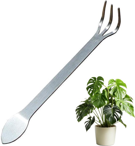 Bonsaihark, wortelhark van roestvrij staal, drietandig gereedschap voor het losmaken van de grond voor bonsaibomen, met ergonomische handgreep, tuingereedschap.