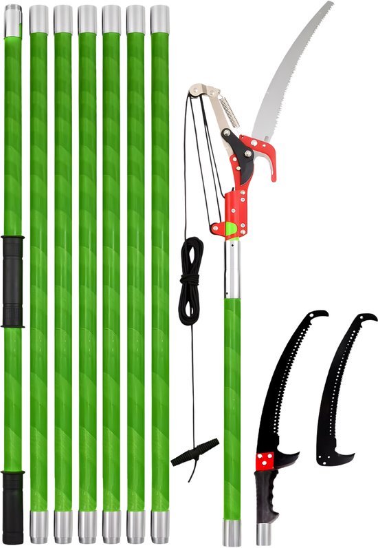 Boomstokzaag met verstelbare lengte – Voor bosbouw, tuin en hoge takken – Handmatige paalschaar & snoeizaag functie – Kleur: rood, inclusief draagtas