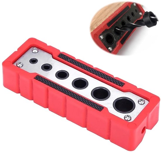 Boorhulp - boorgeleiding - boorhulp met 6 stopcontacten - verticaal boren - rechthoekig voor nauwkeurig boren op oppervlakken - ronde materialen en randen van Wolfcraft