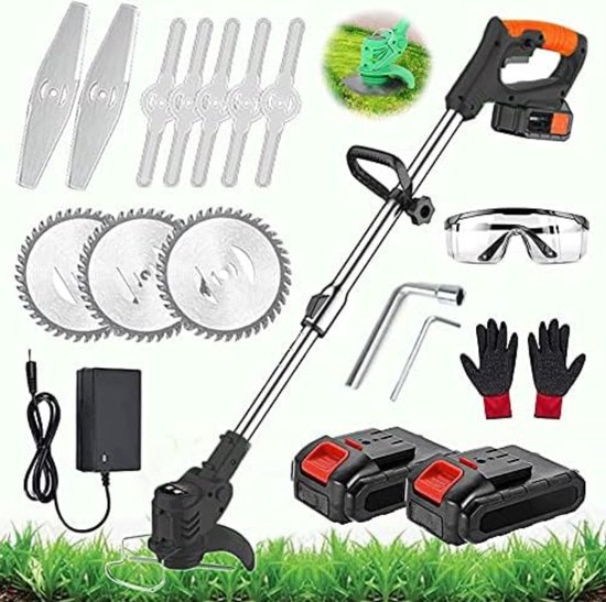 Boosmaaier accu - Boosmaaier electrisch - Bosmaaier elektrisch - Batterij en oplader 650W 21V elektrische bosmaaier 30cm - zwart van Merkloos	