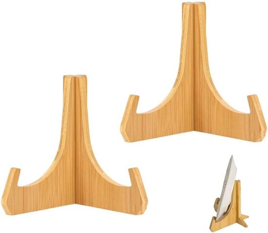 Bordenstandaard voor standaard, 2 stuks 6 inch bordenhouder, houten tafelstandaard, mini-tafelstandaard, decoratieve tafelstandaard, fotolijst, standaard, voor borden, boeken, plaques, foto's