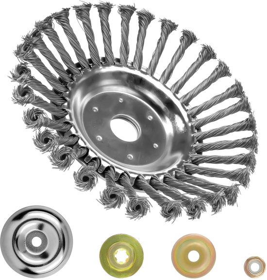 borstel voor bosmaaier, 20 cm universele kop, onkruidborstel, borstelkop van staal met 25 mm gat voor grasmaaiers, verwijdering van onkruid en mos