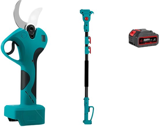 Borstelloze telescopische paal snoeischaar – Voor tuin en boomverzorging – 45 mm cutter 2-in-1, 2800 W – Inclusief 1 batterij, 1EU Plug van Merkloos	