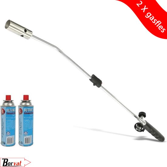 Borvat® - Onkruidbrander - onkruidverdelger - Regelbare gastoevoer - met piëzo-ontsteking - 2X gasfles 227g