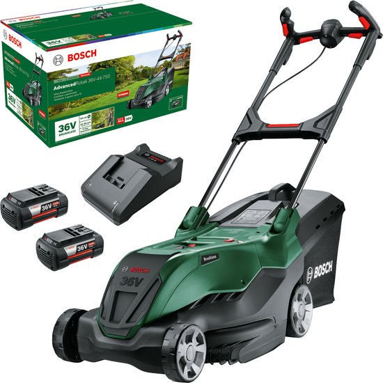 Bosch AdvancedRotak 36V-44-750 - Accu grasmaaier - Inclusief 2x 36 V Li-Ion accu (4.0 Ah), AL 36V-20 lader en opvouwbare opvangbak van Bosch