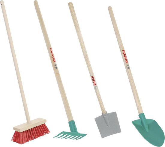 Bosch garden tool set I consisting of shovel- leaf rake- rake and broom- Toy for children from 3 years - Theo Klein 2794 van Bosch