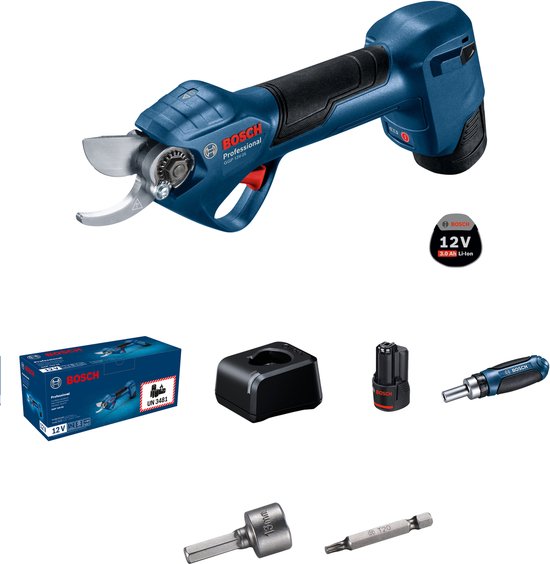 Bosch Professional GGP 12V-25 - Accu snoeischaar - Inclusief 2x 12V 3.0 Ah Li-Ion accu en Snellader GAL 12V-20 van Bosch