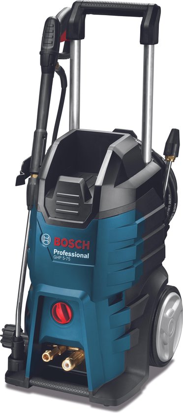 Bosch Professional GHP 5-75 - Hogedrukreiniger - Inclusief Bosch-pistool, verstelbare 3-in-1 spuitlans, 5 m kabel, 10m rubberstaal versterkte hogedrukslang en rotatielans