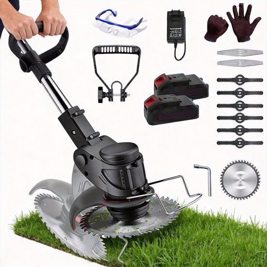 Bosmaaier - 3-in-1 Accu Grasmaaier - 500W - 18000 rpm - Zwart - 21V 2000mAh - 90° Verstelbare Kop & Telescopische Steel - 3-blads alles-in-één van Merkloos	