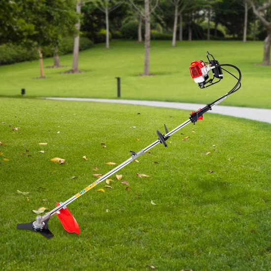 Bosmaaier 4-in-1 - Grastrimmer Kettingzaag - Tuinonderhoud Uitgebreid - Motor 52cc 2-takt - 270 cm Lengte - Rood