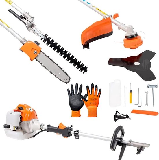 Bosmaaier 4-in-1 - Multifunctioneel Tuingereedschap - Tuinonderhoud - Benzinemotor 52cc - 300 x 30 x 30 cm - Niet gespecificeerd