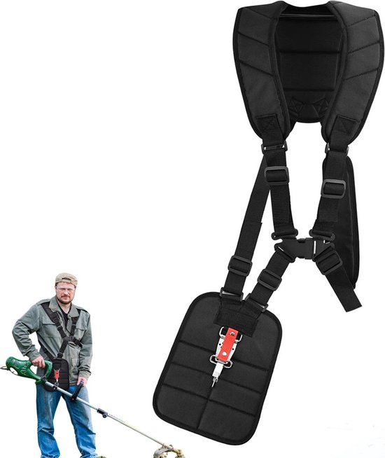 Bosmaaier Harnas - Draagharnas Voor Bosmaaier Gras Trimmer - Gewatteerde Riem Schouderriem Trimmer - Schokbestendig Schouderkussen - Schouder Riemen - Nylon Riemaccessoire - Verstelbare Bandjes - Tuin Borstel Cutter - Gras Trimmer - Zwart van Bosma