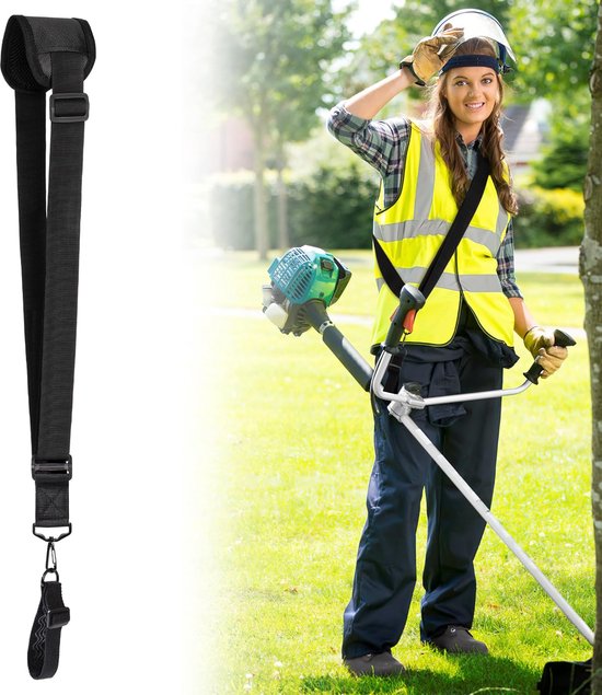 Bosmaaier Harnas - voor Bosmaaier Harnas-Verstelbaar - Draagharnas Voor Bosmaaier Gras Trimmer - Schokbestendig Schouderkussen - Schouder Riemen - Nylon Riemaccessoire - Tuinieren accessoires - Gras Trimmer - Zwart - 130x4cm van Merkloos	