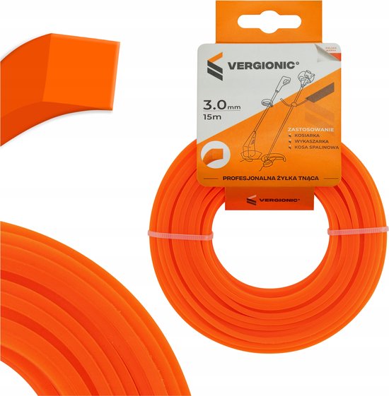 Bosmaaierdraad - Grastrimmerdraad - Snijdraad - 15 Meter - Oranje - 3.0 mm - Vierkant - Extra Stevig - Draadspoel - Zonder Bosmaaier - Trimmerdraad - Trimdraad - Kantenmaaier - Maaidraad van Bosma