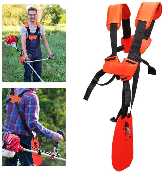 Bosmaaierriem, schouderriem voor bosmaaiers, verstelbare dubbele schouderriem, draagriem, bosmaaieraccessoires, schouderriem voor grasmaaiers, bosmaaier van Merkloos	