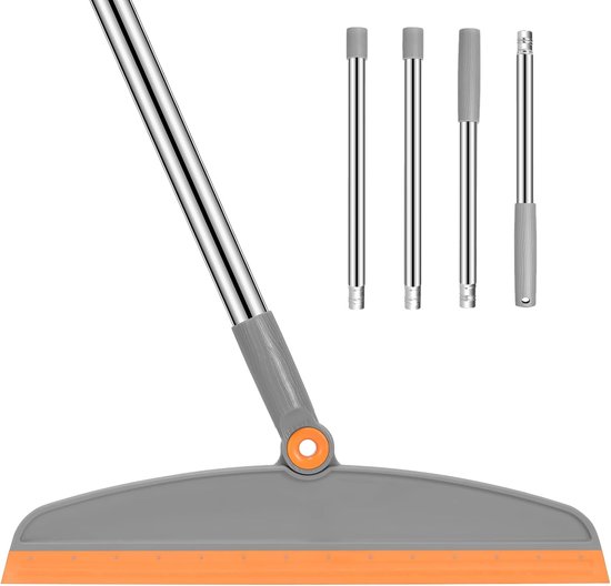 BOTC Multifunctionele 'Magic Broom' - Verstelbare - 120 cm - Vloertrekker/bezem - Huishoudelijke Schoonmaakbezem - Grijs/Oranje van Merkloos	