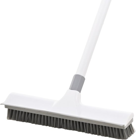 BOTC Schrobborstel met telescoopsteel - Bezem - Vloerborstel met 152 cm Verstelbare lange steel - voor glazen deuren&badkamer&keuken - Grijs van BOTC