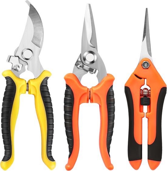 BOTC Snoeischaar - Set van 3 stuks - Tuingereedschap - Professionele Tuinschaar - Oranje van Merkloos	