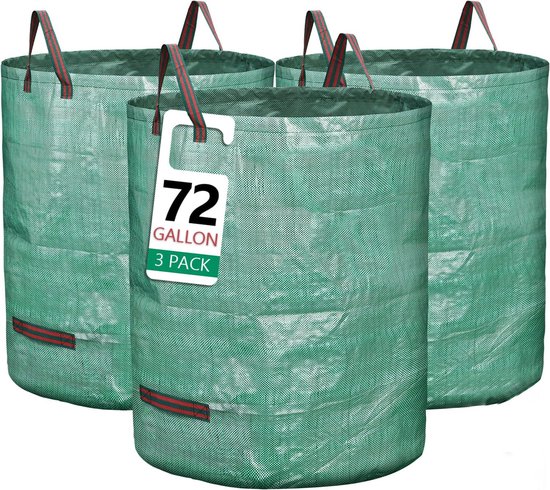 BOTC Tuinafvalzak - Set van 3 - 290L - Opvouwbare Tuinafvalzak - Tuinafvalzakken Opvouwbaar - Groenafval Zak - Groen